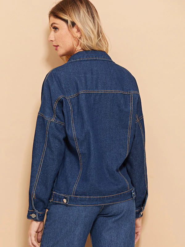 Women's Oversized Harajuku Denim Jacket, Plus Size