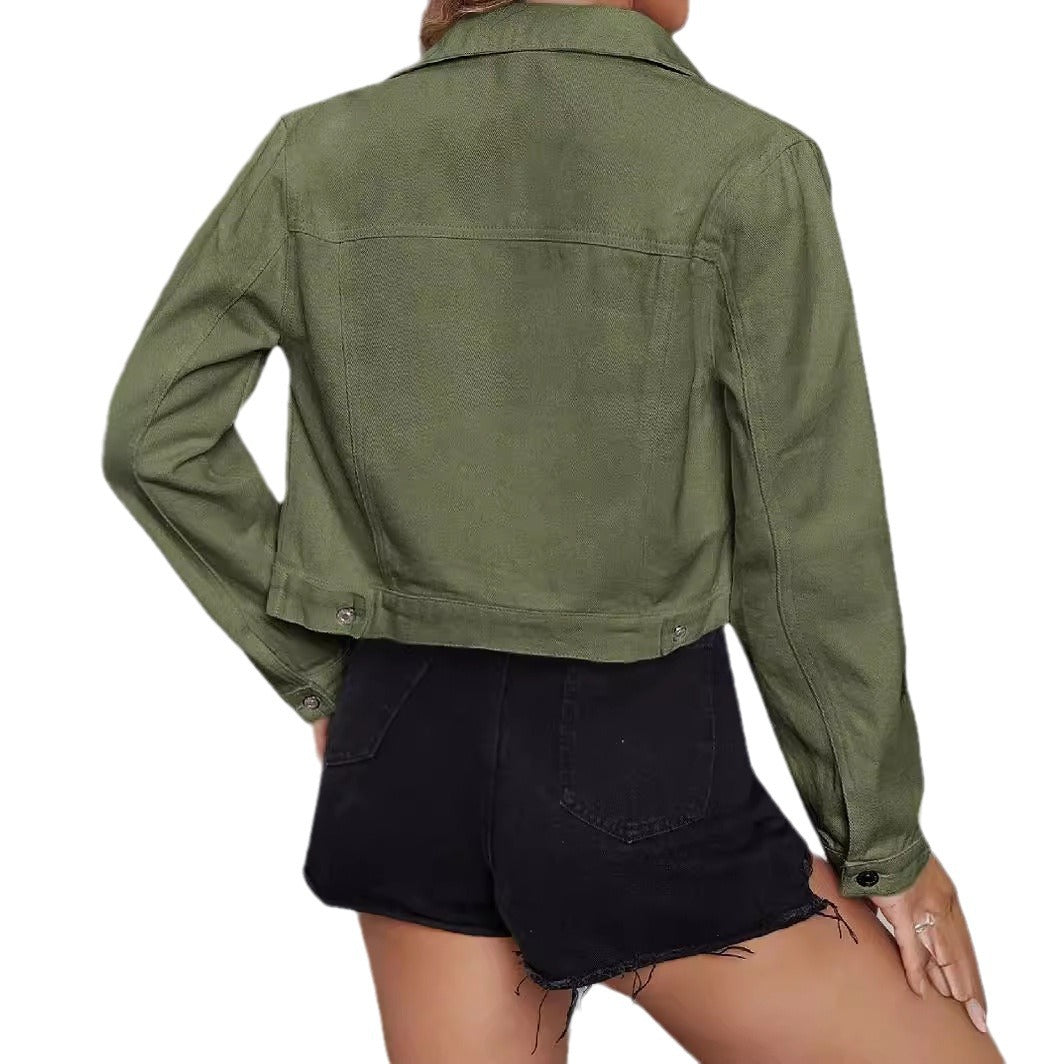 Women's Casual Cropped Denim Jacket