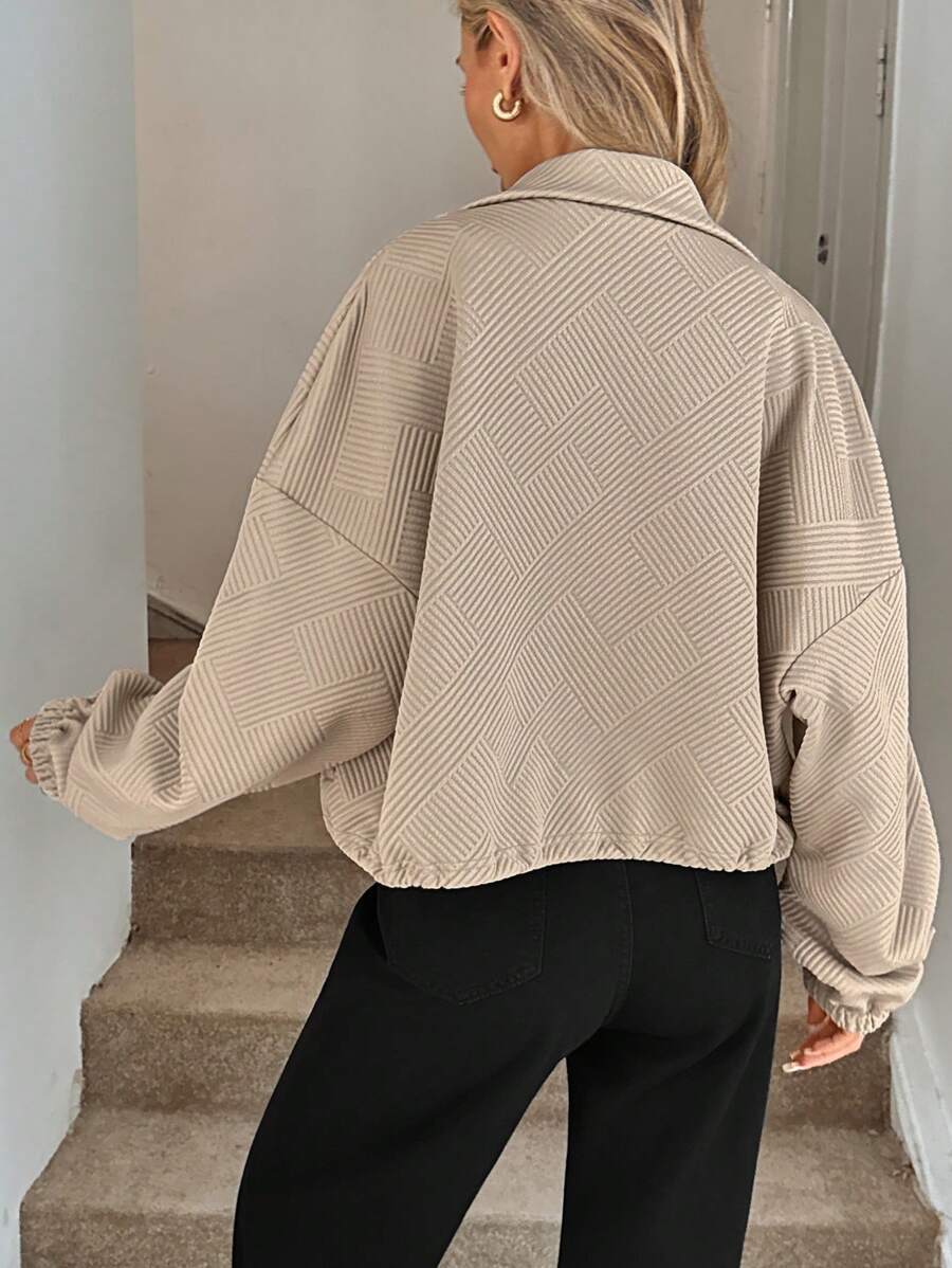 Women's Zip-Up Varsity Jacket with High Collar