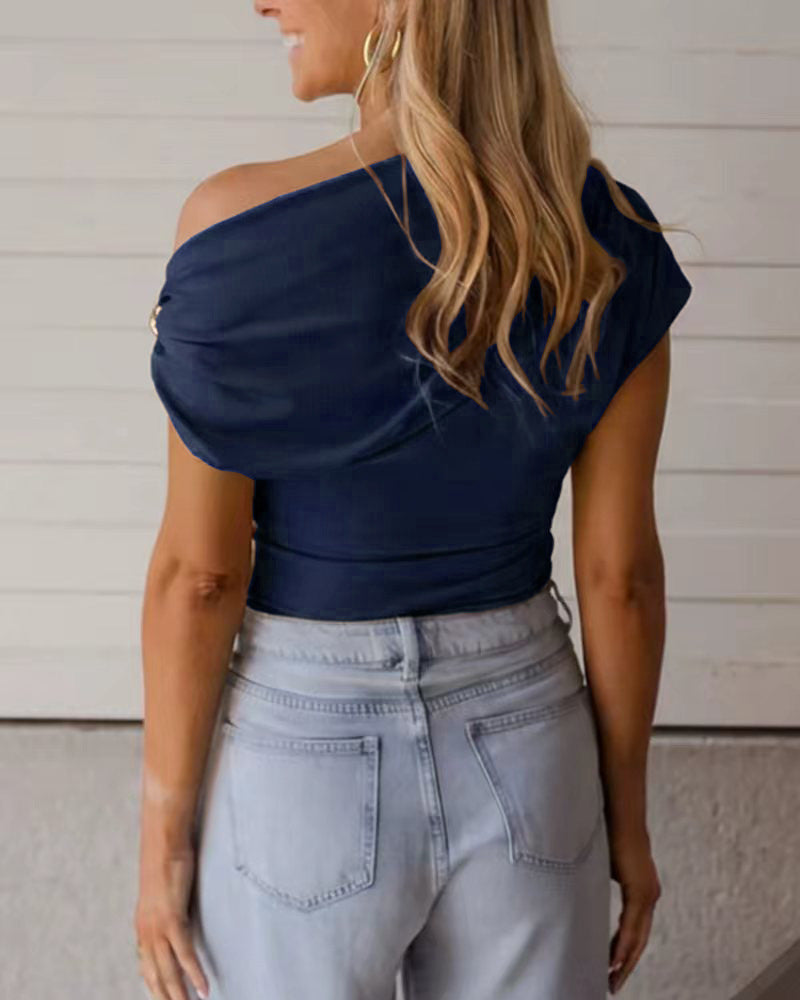 Women's Ribbed T-Shirt, Metal Accent
