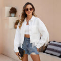 Women's Relaxed-Fit Fringe Denim Jacket