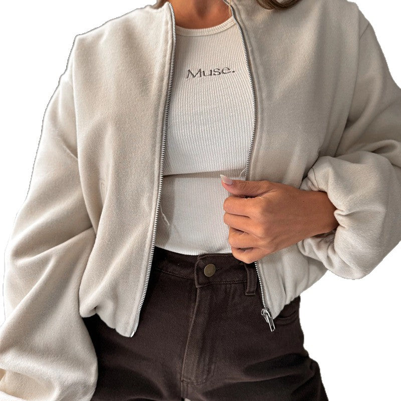 Women's Casual Cropped Jacket with Relaxed Fit