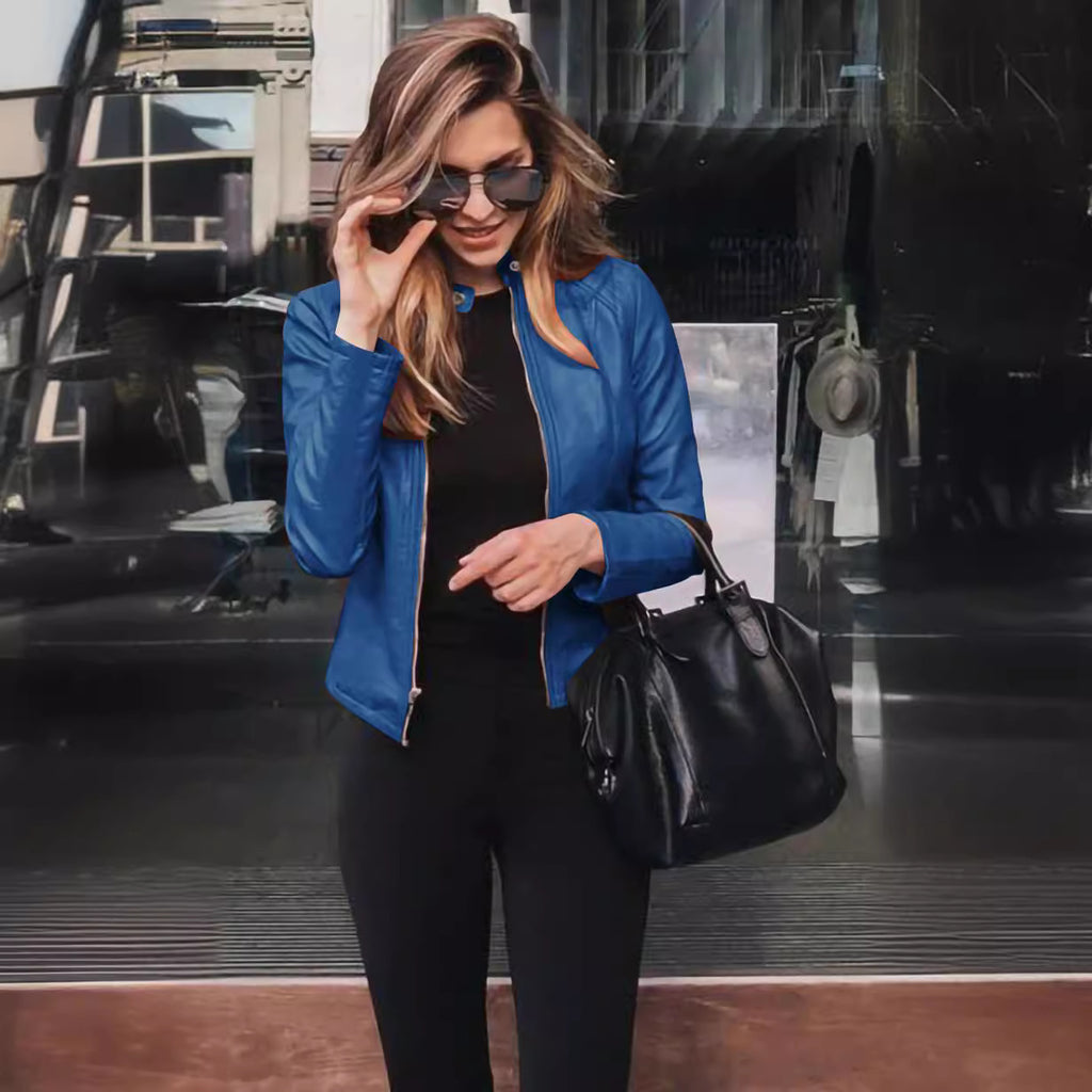 Women's PU Leather Blazer for Fall and Winter