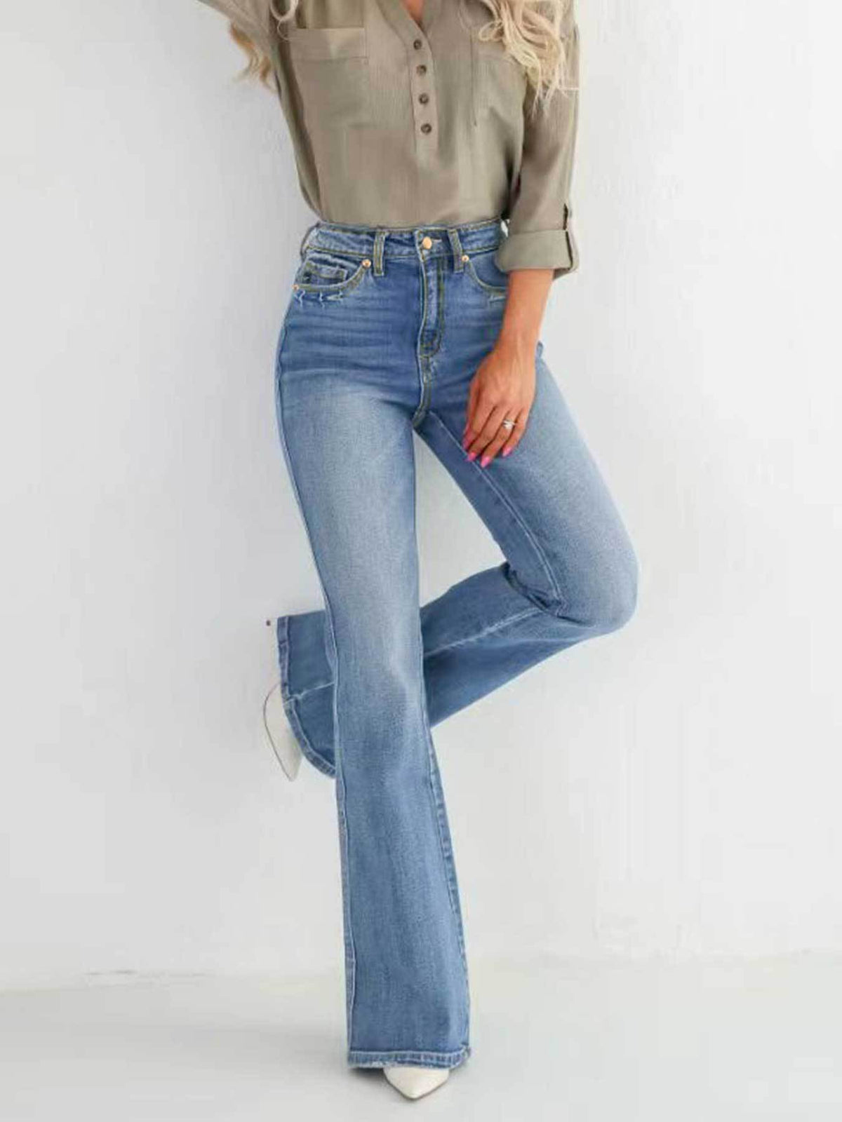 Women's High-Rise Stretch Denim Slim Bootcut Jeans