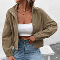 Women's Solid Brown Corduroy Jacket