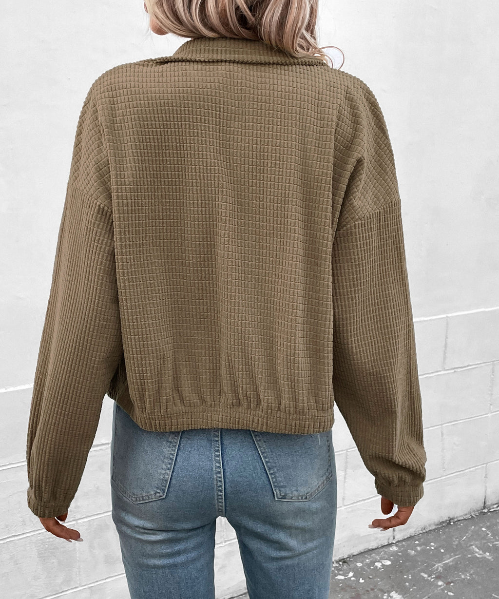 Women's Solid Brown Corduroy Jacket