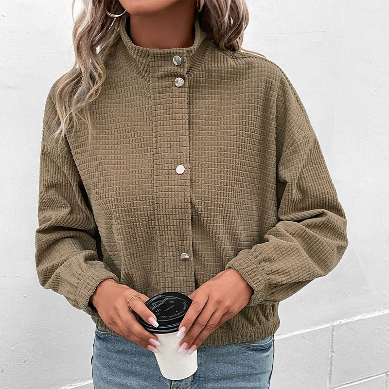 Women's Solid Brown Corduroy Jacket