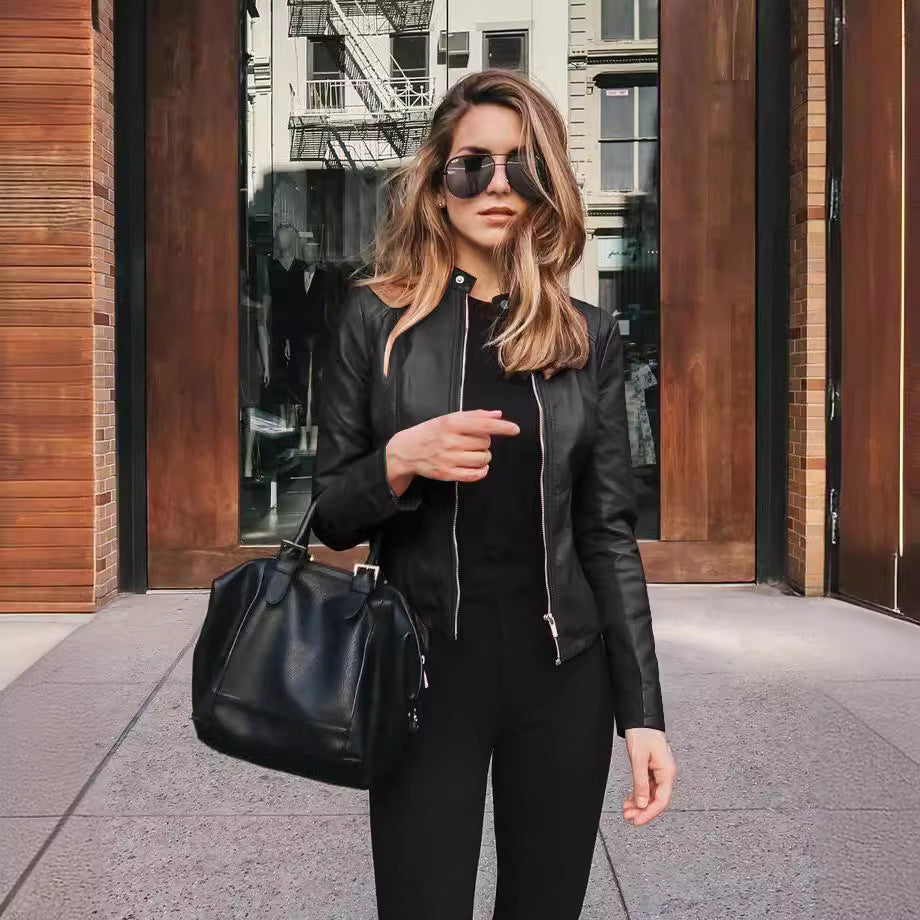 Women's PU Leather Blazer for Fall and Winter