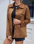 Women's Suede-Look Open-Front Lapel Jacket
