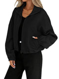 Women's Zip-Up Varsity Jacket with High Collar