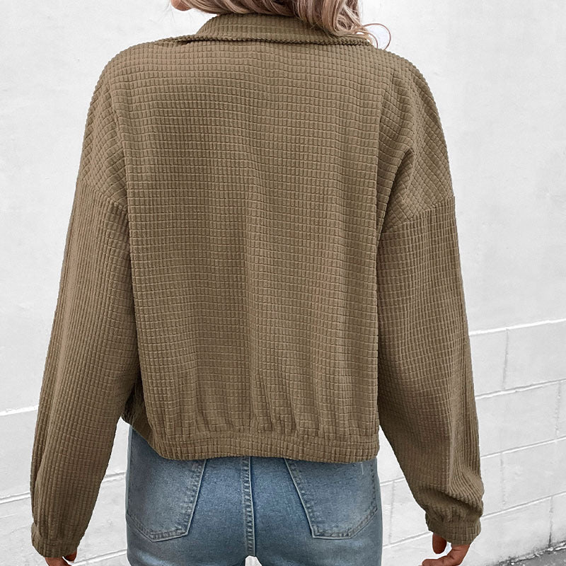Women's Solid Brown Corduroy Jacket
