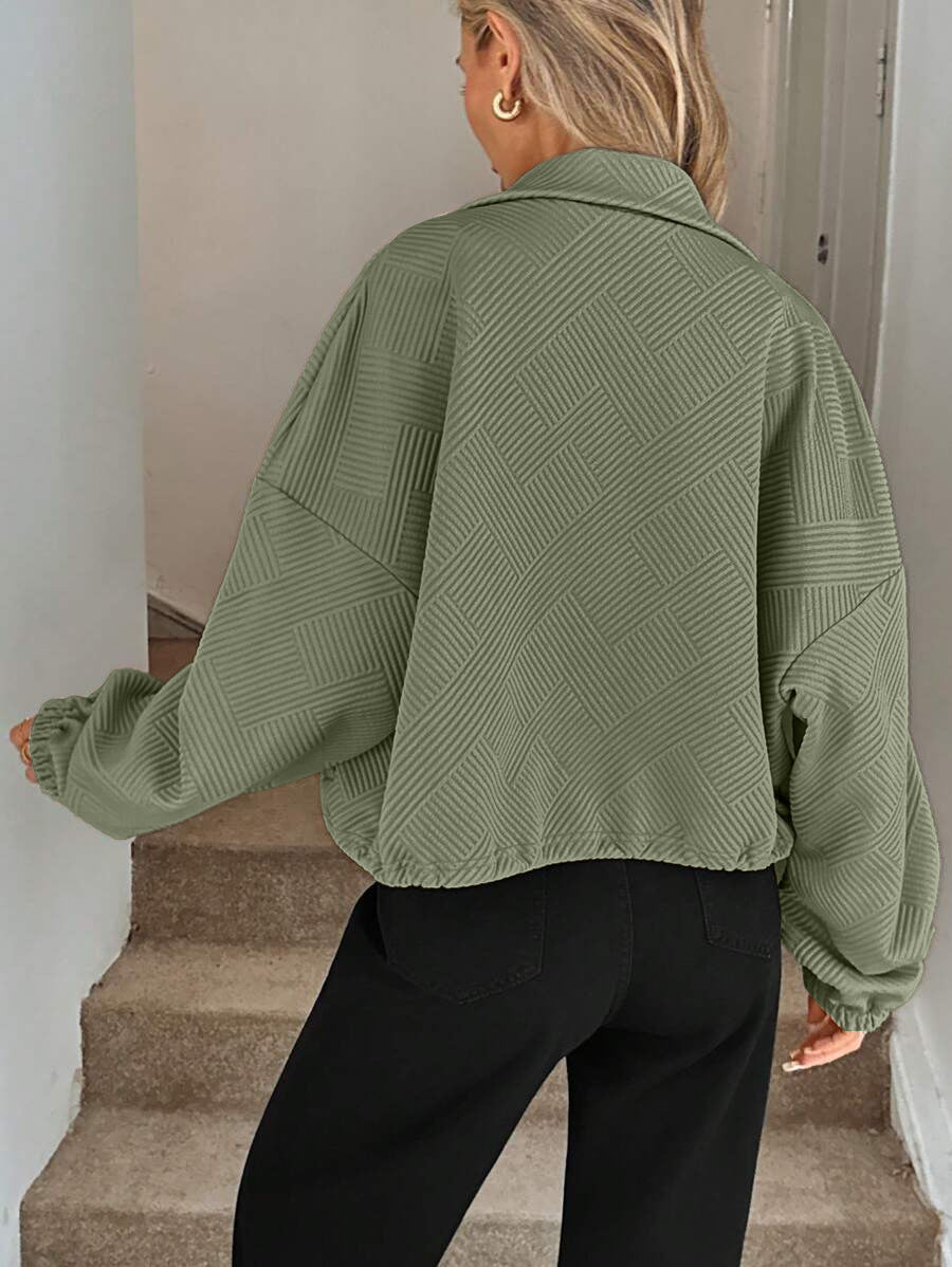 Women's Zip-Up Varsity Jacket with High Collar