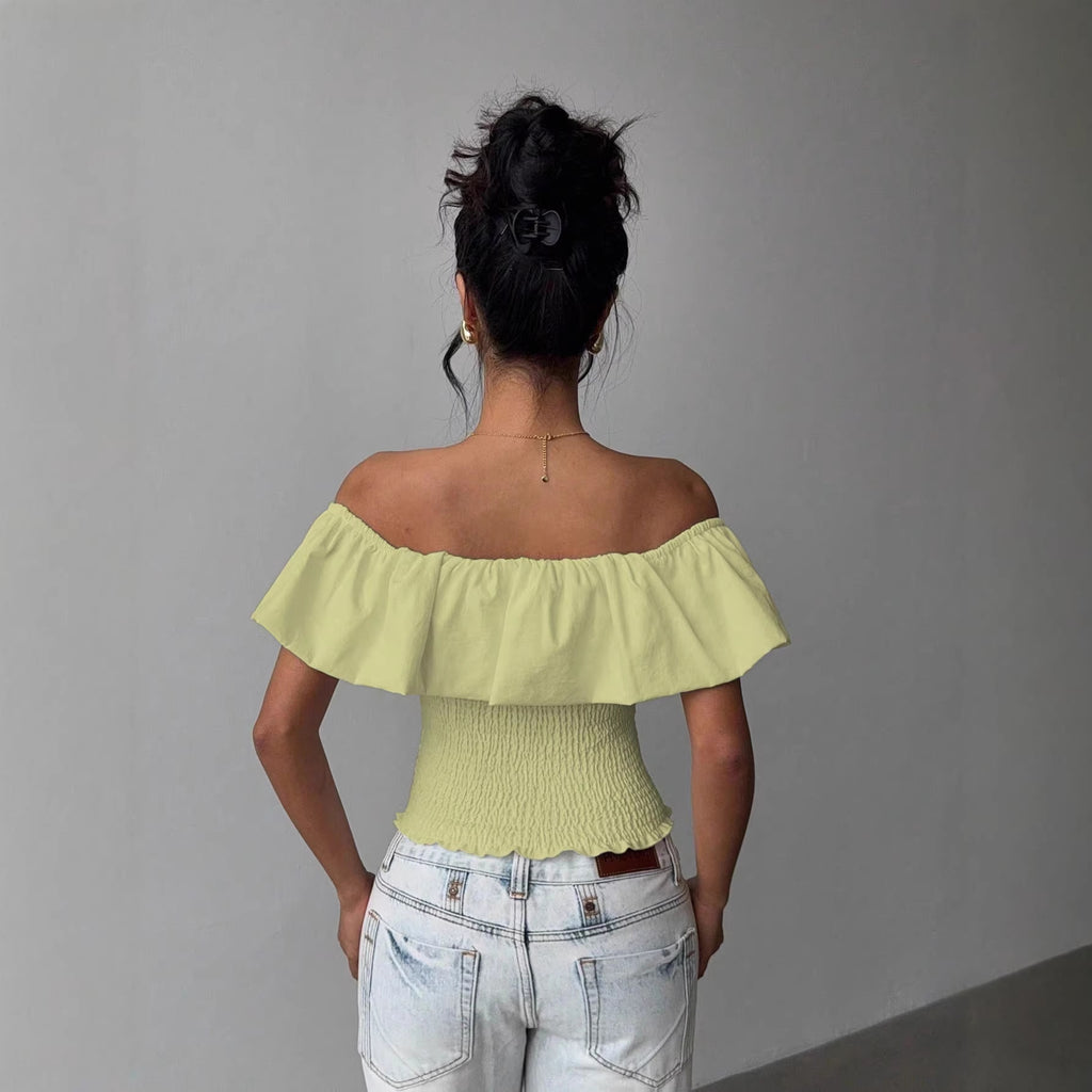 Women's Fitted Off-Shoulder Top with Defined Waist