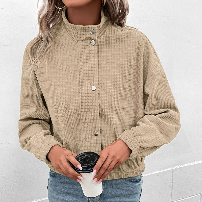 Women's Solid Brown Corduroy Jacket