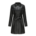 Women's Belted Leather-Look Midi Trench Coat